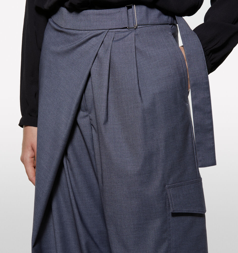 Gray sarong trousers - women's palazzo trousers - Dark Gray | Sisley image number 4